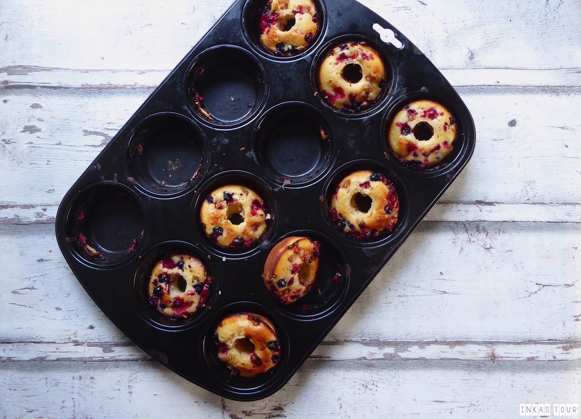 Oven Baked White Chocolate Cassis Donuts