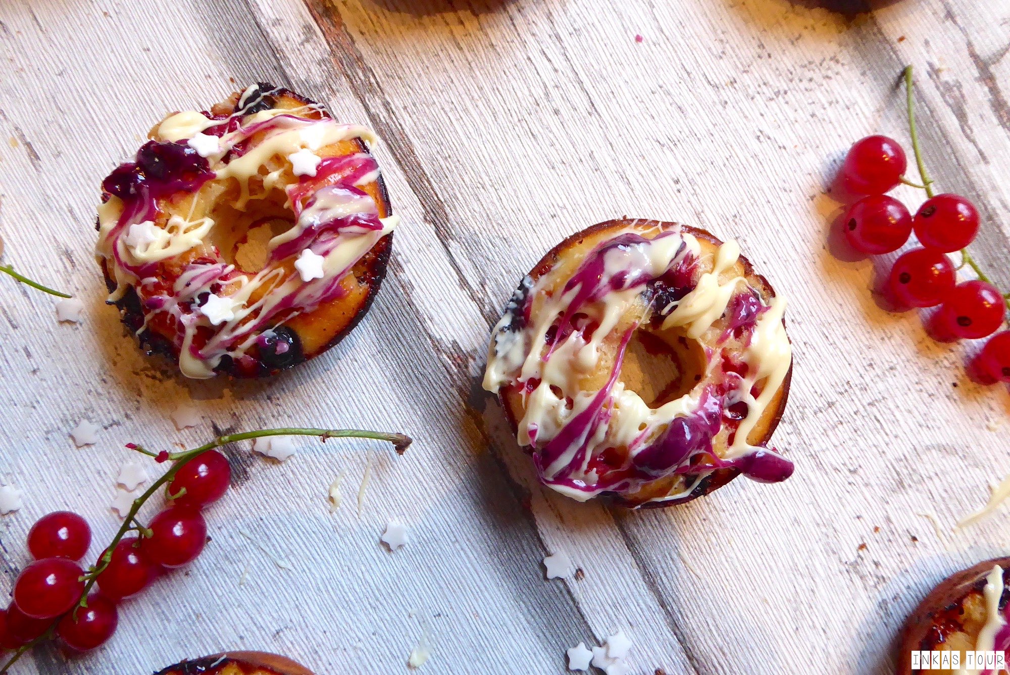 Oven Baked White Chocolate Cassis Donuts